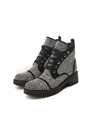 Moda in Pelle Aleyza Black Full Glitz Lace-Up Ankle Boots - Image 2 of 4