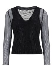 Mint Velvet Black Diamante Mesh Top - Image 3 of 4