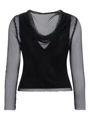 Mint Velvet Black Diamante Mesh Top - Image 4 of 4
