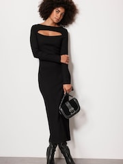 Mint Velvet Black Jersey Midi Dress - Image 1 of 4