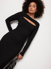 Mint Velvet Black Jersey Midi Dress - Image 2 of 4