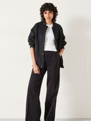 Hush Black Camille Flat Front Cotton Trousers - Image 1 of 5