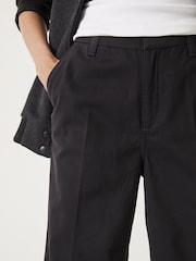 Hush Black Camille Flat Front Cotton Trousers - Image 4 of 5