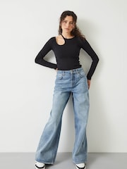 Hush Black Sabina Cut out Long Sleeve Top - Image 1 of 4