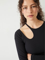 Hush Black Sabina Cut out Long Sleeve Top - Image 3 of 4