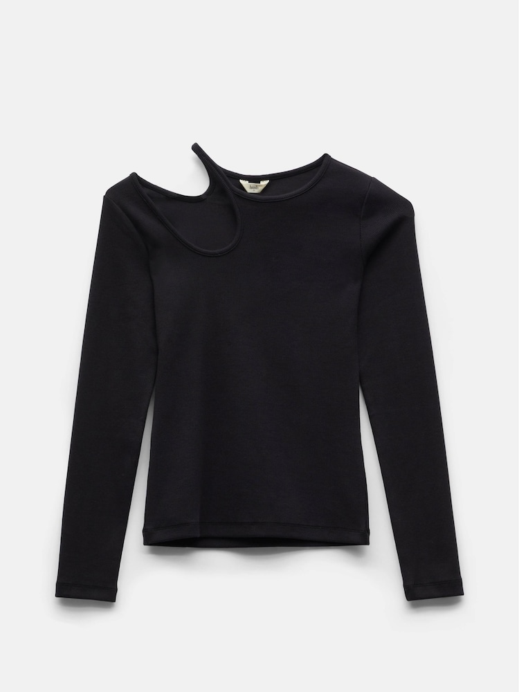 Hush Black Sabina Cut out Long Sleeve Top - Image 4 of 4