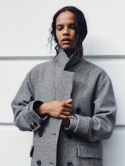 Hush Black Rose Check Double Breasted Coat - Image 1 of 6