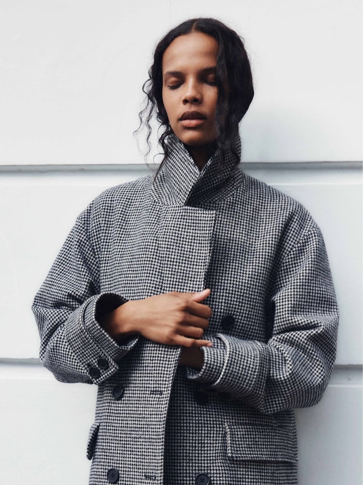 Hush Black Rose Check Double Breasted Coat - Image 1 of 6