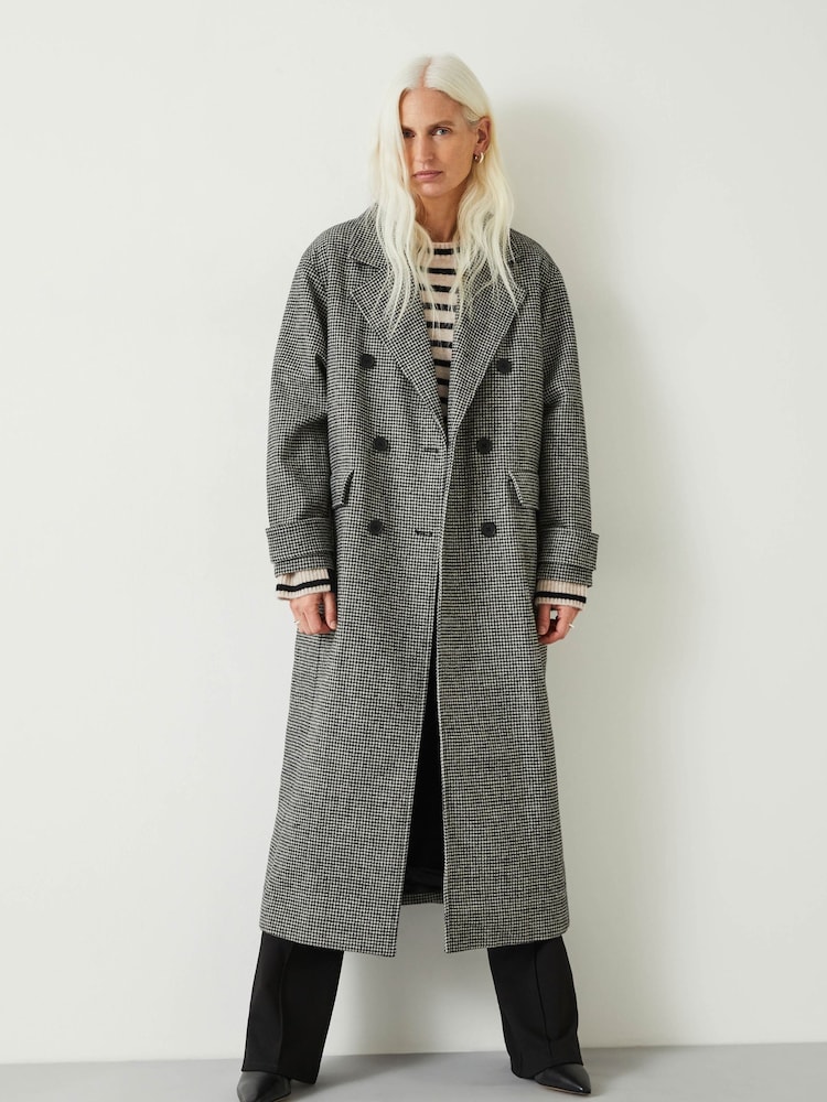 Hush Black Rose Check Double Breasted Coat - Image 2 of 6 Hush Black Rose Check Double Breasted Coat - Image 2 of 6