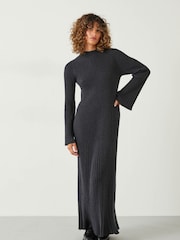 Hush Grey Karo Ribbed Knitted Dress - Image 1 of 5