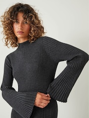 Hush Grey Karo Ribbed Knitted Dress - Image 4 of 5