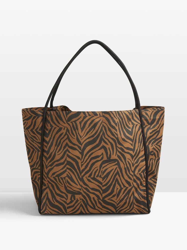 Hush Brown Vero Zebra Print Tote Bag - Image 1 of 5