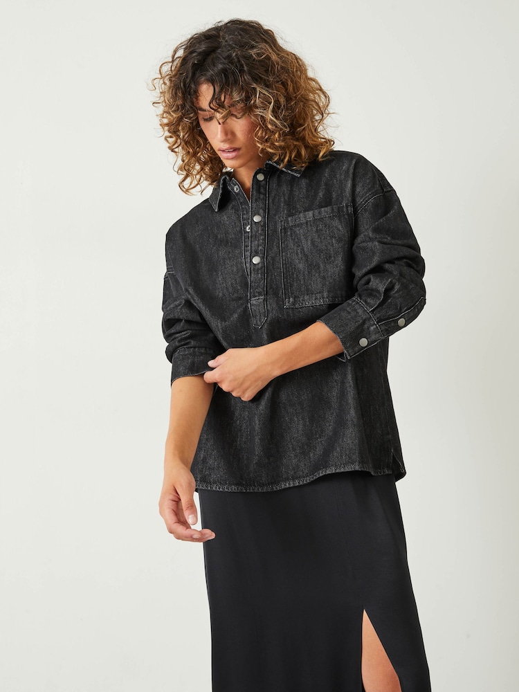 Hush Black Daya Denim 100% Cotton Shirt - Image 1 of 5