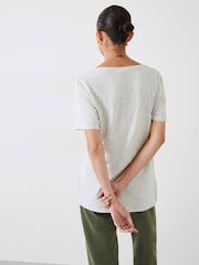 Hush Grey Light Kali 100% Cotton Slub V-Neck T-Shirt - Image 2 of 5