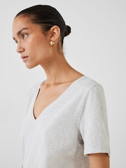 Hush Grey Light Kali 100% Cotton Slub V-Neck T-Shirt - Image 4 of 5