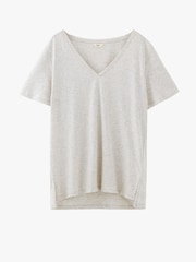 Hush Grey Light Kali 100% Cotton Slub V-Neck T-Shirt - Image 5 of 5