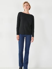 Hush Black Charlotte Ruched Sleeve Jersey Top - Image 1 of 5