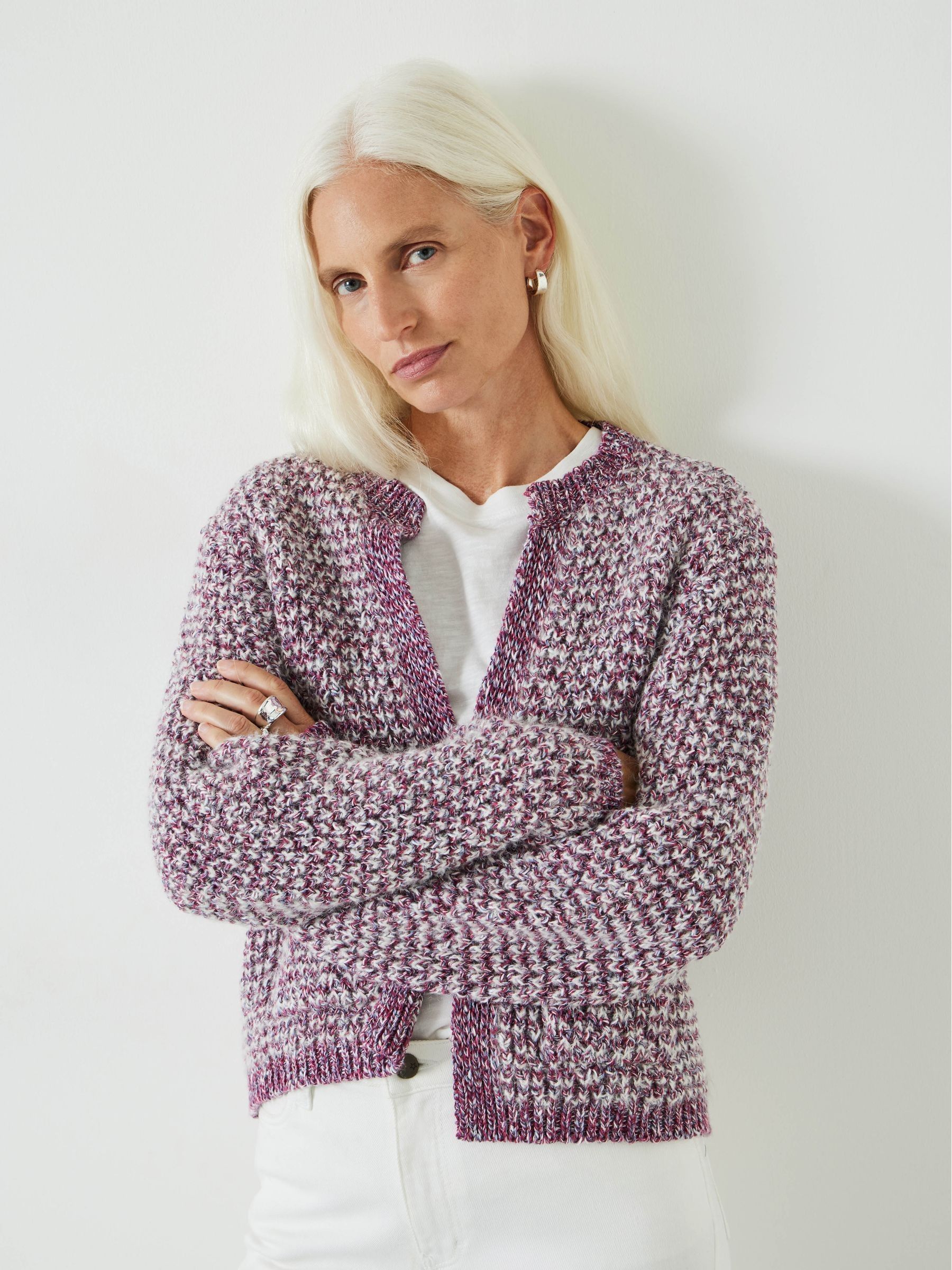 Buy Hush Purple Girija Textured Stitch Knitted Cardigan from Next Luxembourg