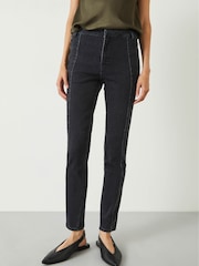 Hush Black Seamed Detail Biker Jeans - Image 1 of 5