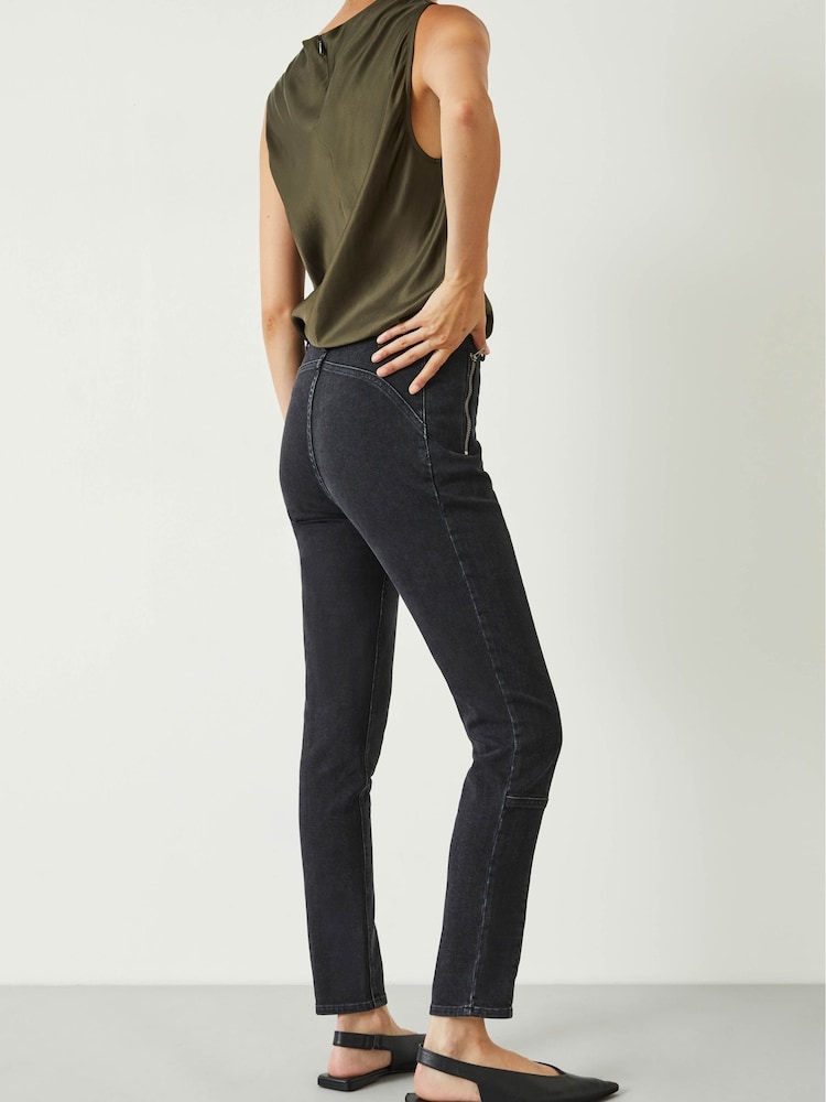 Hush Black Seamed Detail Biker Jeans - Image 2 of 5