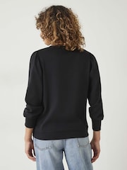 Hush Black Emily Puff Sleeve 100% Cotton Jersey Top - Image 3 of 5
