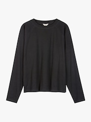 Hush Black Emily Puff Sleeve 100% Cotton Jersey Top - Image 5 of 5