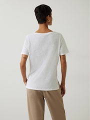 Hush White Kali 100% Cotton Slub V-Neck T-Shirt - Image 2 of 4