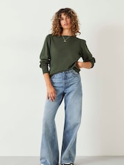 Olivgrün - Hush Emily – Top aus 100 % Baumwolljersey mit Puffärmel - Bild 1 von 5
