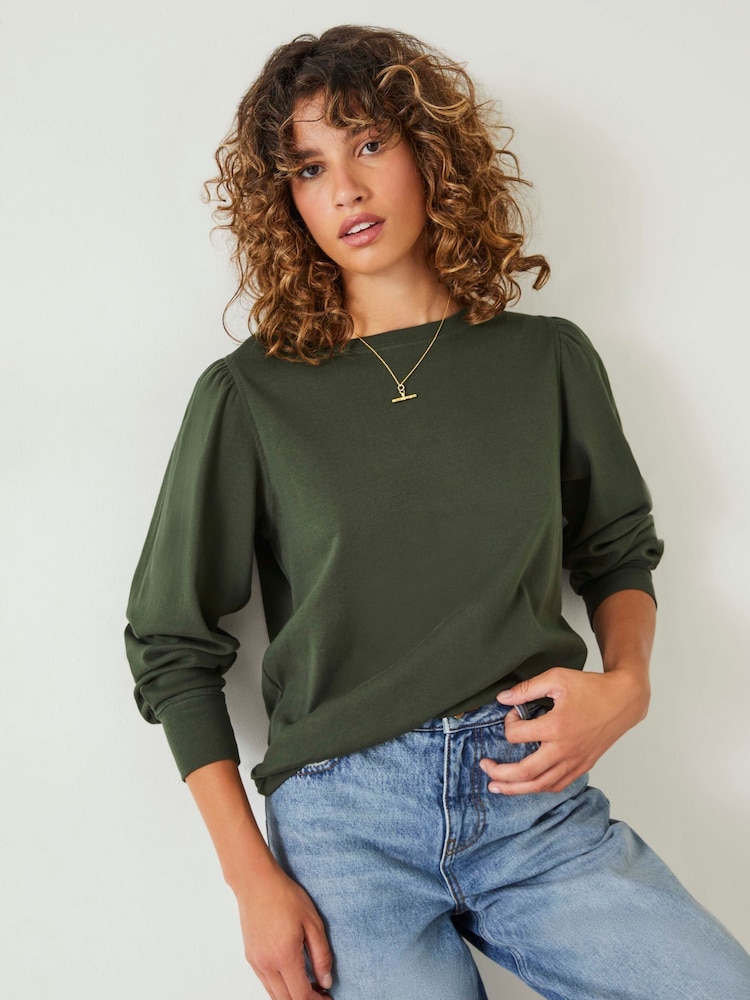 Olivgrün - Hush Emily – Top aus 100 % Baumwolljersey mit Puffärmel - Bild 2 von 5 Olivgrün - Hush Emily – Top aus 100 % Baumwolljersey mit Puffärmel - Bild 2 von 5