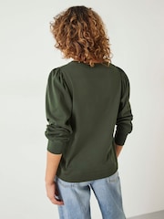 Olivgrün - Hush Emily – Top aus 100 % Baumwolljersey mit Puffärmel - Bild 3 von 5
