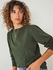 Olivgrün - Hush Emily – Top aus 100 % Baumwolljersey mit Puffärmel - Bild 4 von 5
