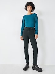 Hush Blue Charlotte Ruched Sleeve Jersey Top - Image 1 of 5