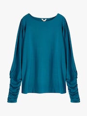 Hush Blue Charlotte Ruched Sleeve Jersey Top - Image 5 of 5