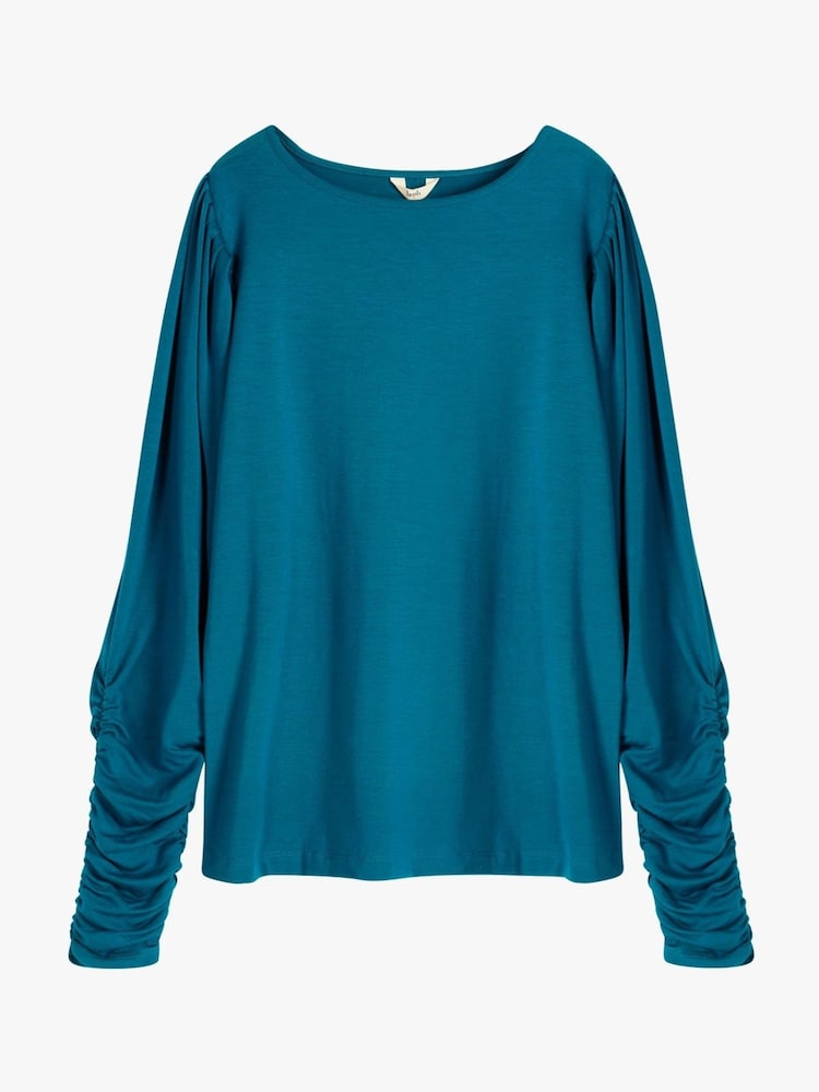 Hush Blue Charlotte Ruched Sleeve Jersey Top - Image 5 of 5