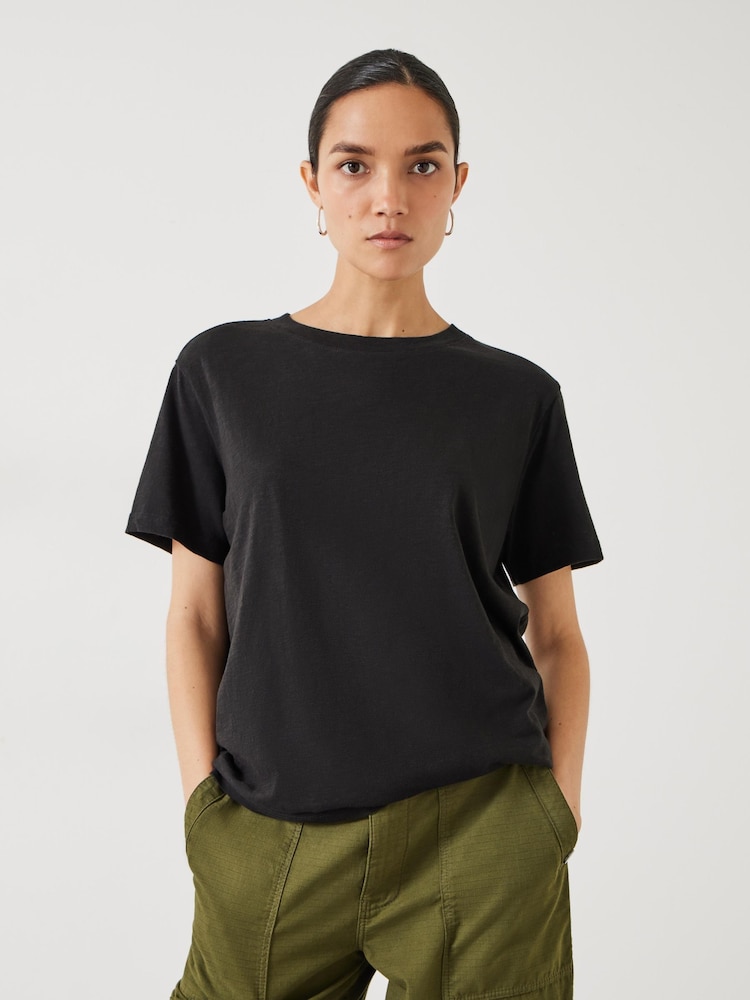 Hush Black Hattie 100% Cotton Slub Crew Neck T-Shirt - Image 1 of 5