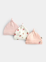 Jojo Maman Bébé Pink Strawberry 3-Pack Hats - Image 1 of 8