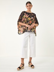 Roman Black Floral Print Sequin Tunic Top - Image 2 of 4