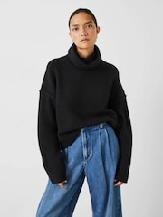 Hush Black Cropped Roll Neck Jumper - Image 1 of 5