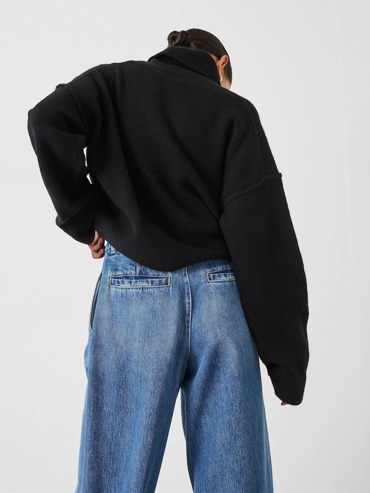 Hush Black Cropped Roll Neck Jumper - Image 3 of 5