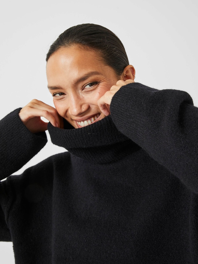 Hush Black Cropped Roll Neck Jumper - Image 4 of 5