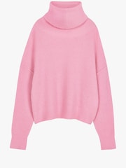 Hush Pink Roll Neck Ribbed Crop Jumper - Image 5 of 5