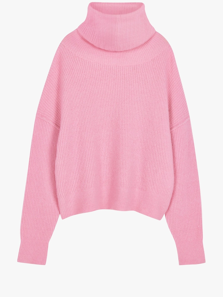Hush Pink Roll Neck Ribbed Crop Jumper - Image 5 of 5