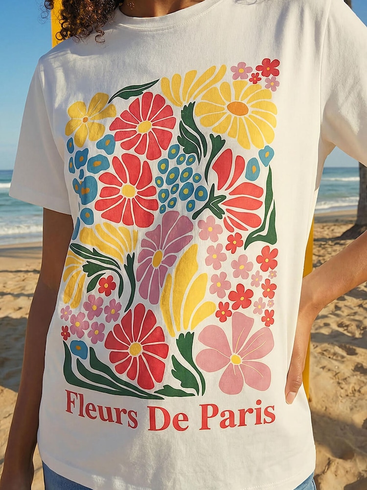 Roman Pink Cotton Floral Print T-Shirt - Image 4 of 4