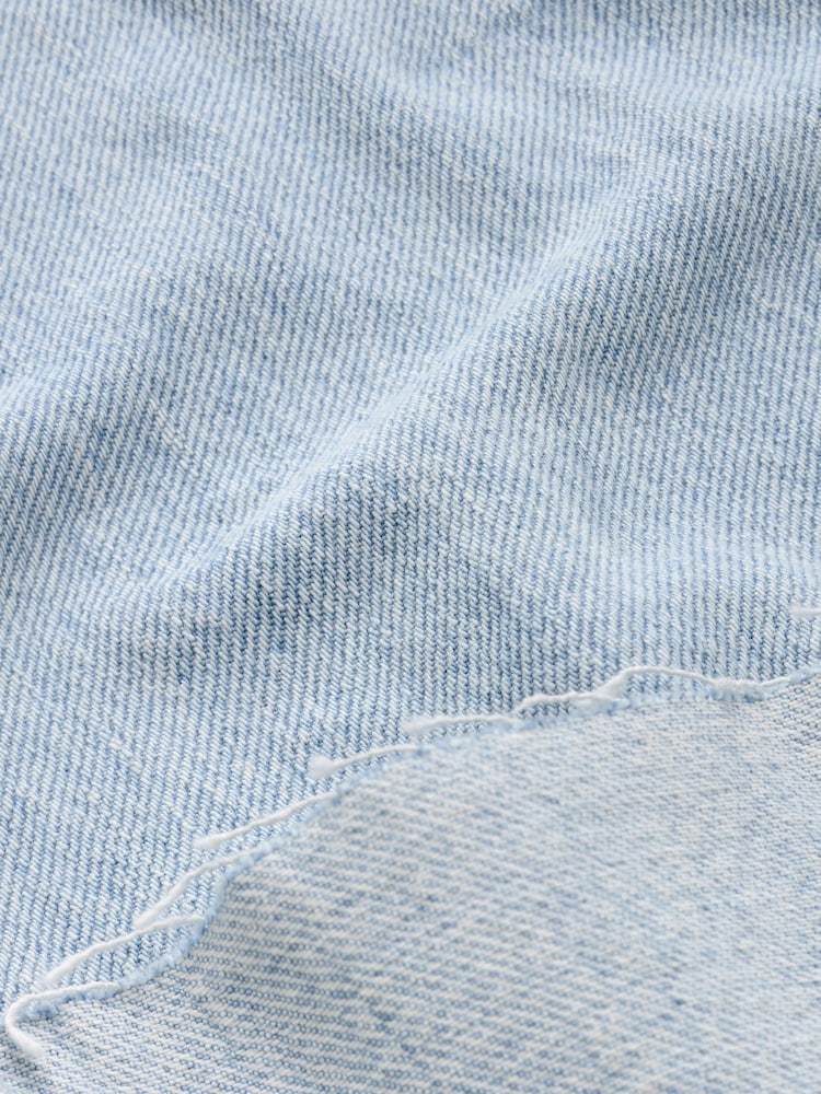 Bleach Blue Cropped Turn Up Wide Leg 100% Cotton Jeans - Image 6 of 6 Bleach Blue Cropped Turn Up Wide Leg 100% Cotton Jeans - Image 6 of 6