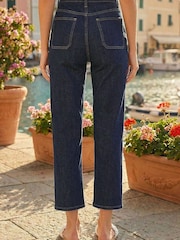 Roman Blue Cotton Ankle Grazer Stretch Trousers - Image 3 of 4