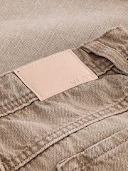 Neutral Beige Denim Raw Hem 100% Cotton Mini Skirt - Image 7 of 7