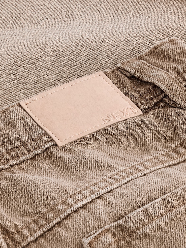 Neutral Beige Denim Raw Hem 100% Cotton Mini Skirt - Image 7 of 7