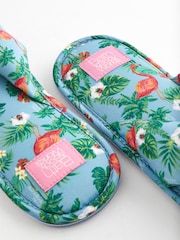 Bath & Body Works Blue Flamingo Print Open Toe Slippers - Image 5 of 7
