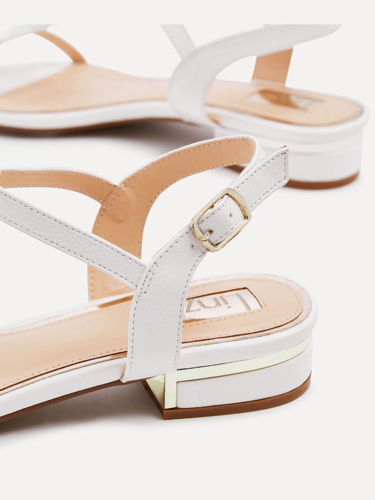 Linzi White Lavish T-Bar Looped Low Block Sandal - Image 5 of 5