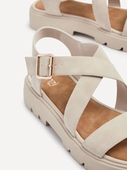 Linzi Cream Italia Crossover Front Strap Flatform Sandals - Image 4 of 5